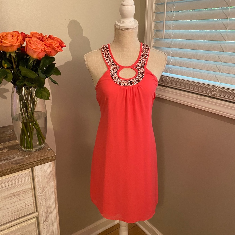 Beaded coral dress